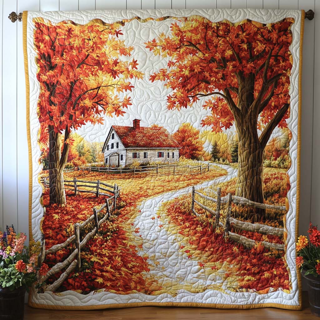 Harvest Field Path Quilted Blanket Cute Fall Throw Blankets Native American Pride Gifts
