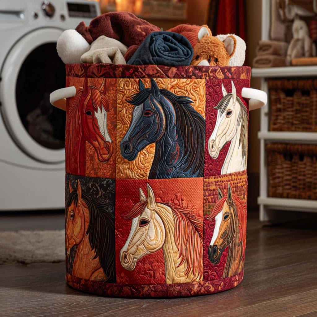 Harvest Gallop Quilted Laundry Basket Spring Merch Pick