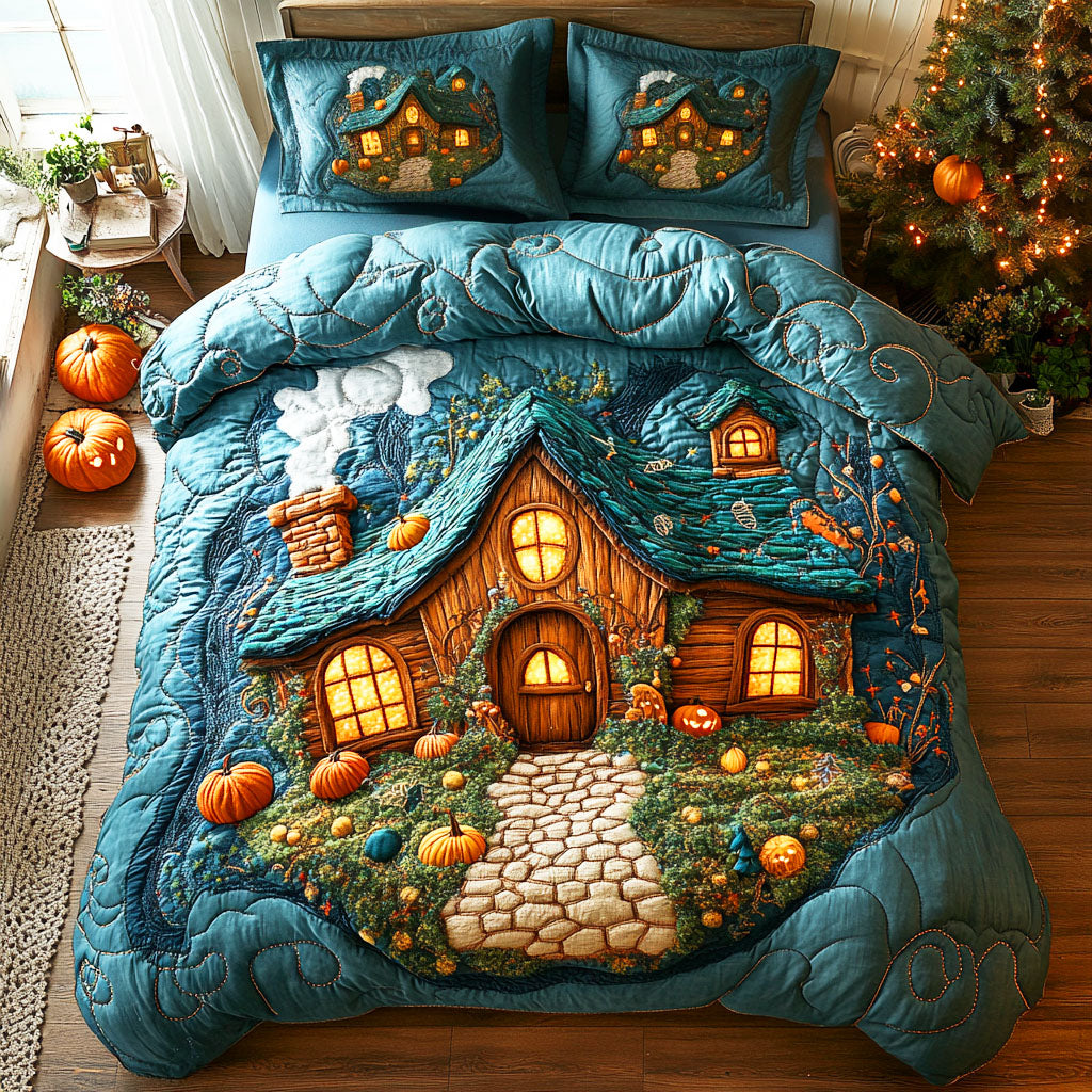 Harvest Glow Quilted Bedding Set Cozy Bedroom Decor Autumn Gift Ideas