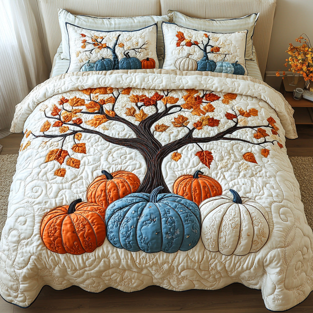 Harvest Glow Quilted Bedding Set Unique Bed Sheet Set Autumn Gift Ideas