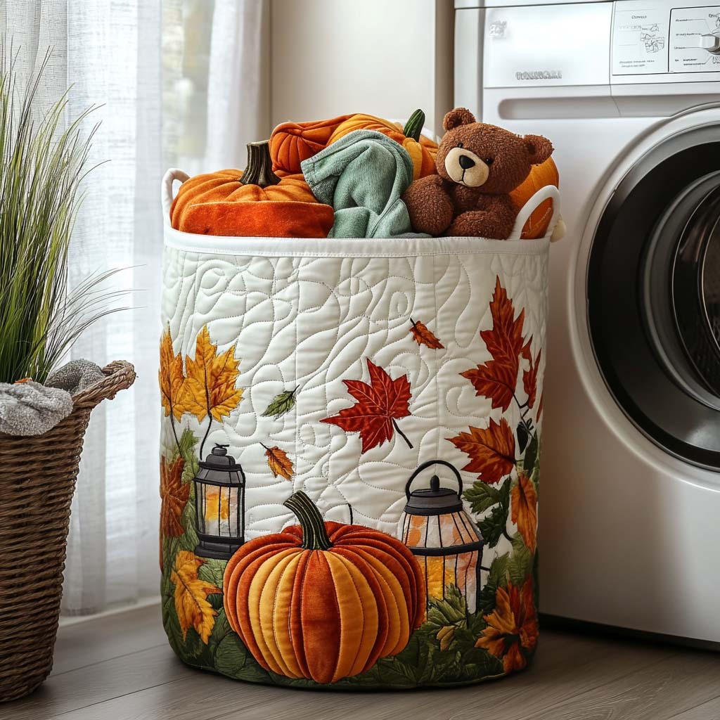 Harvest Glow Quilted Laundry Basket Birthday Merch Gift