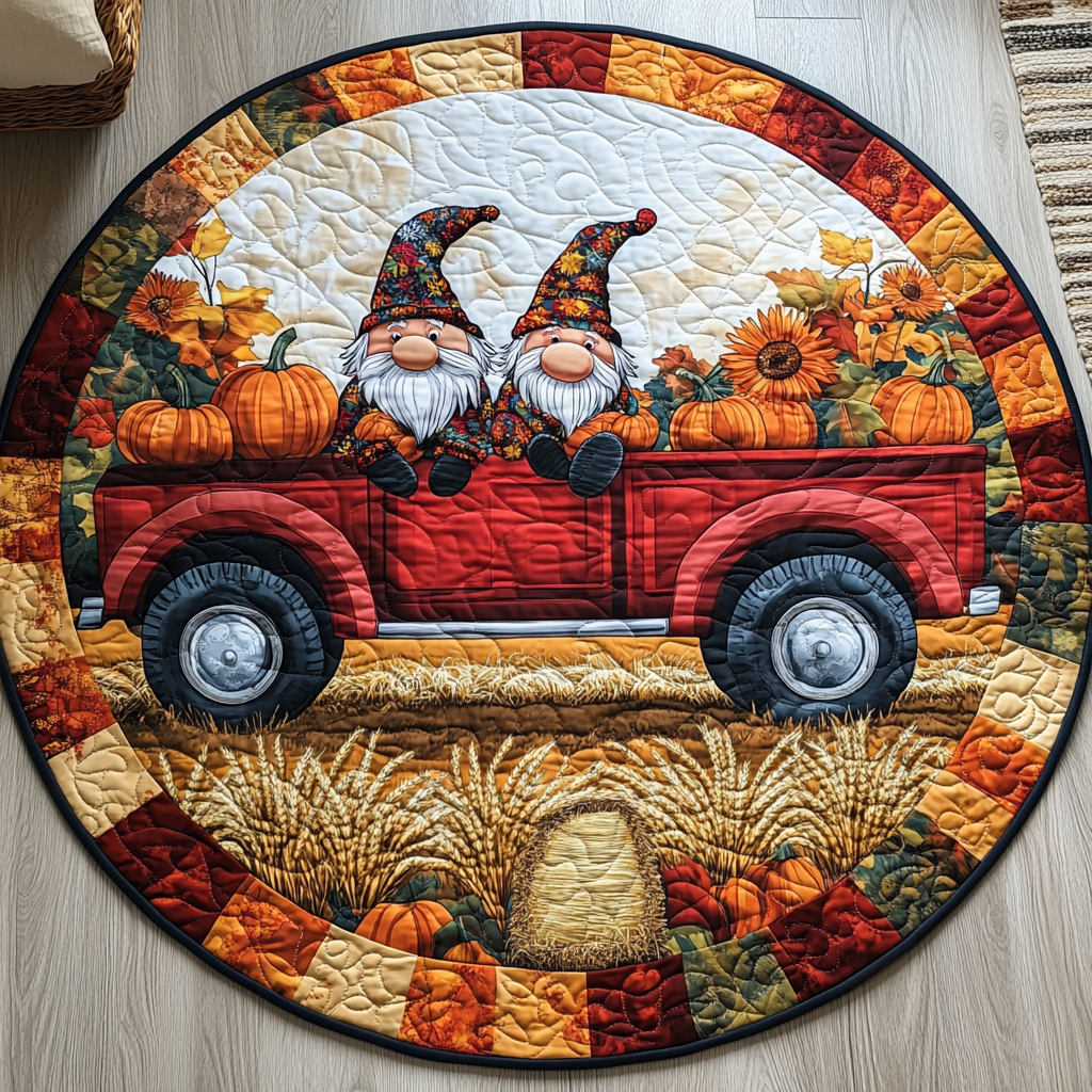 Harvest Glow Quilted Round Mat Entryway Decor Grandmas First Christmas