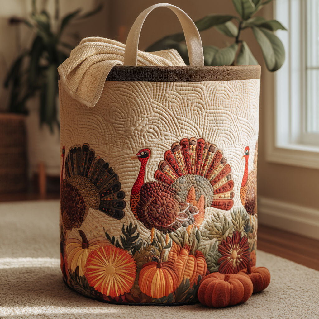 Harvest Gobbler Quilted Laundry Basket Fall Merch Pick