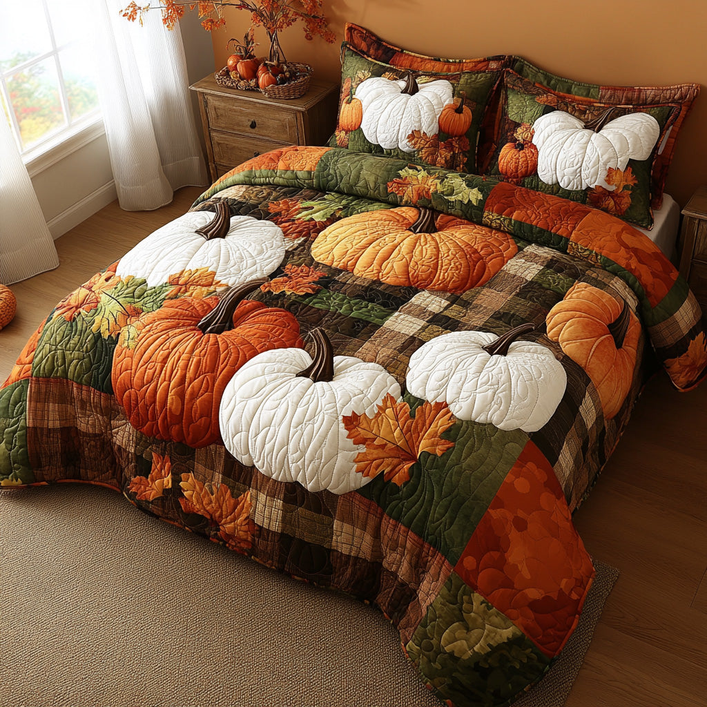 Harvest Heart Quilted Bedding Set Cute Bedroom Decor Mid Autumn Festival Gift Ideas