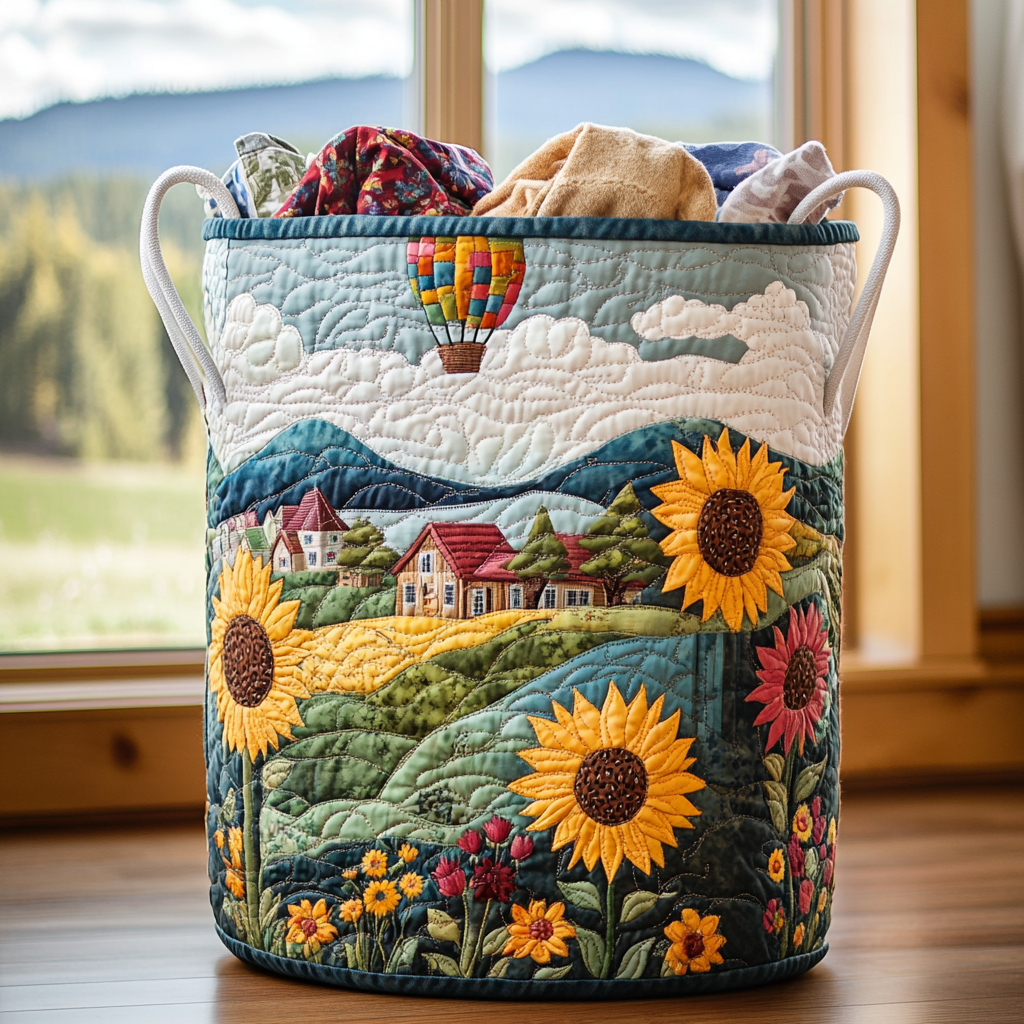 Harvest Hills Quilted Laundry Basket Merch For Family Time