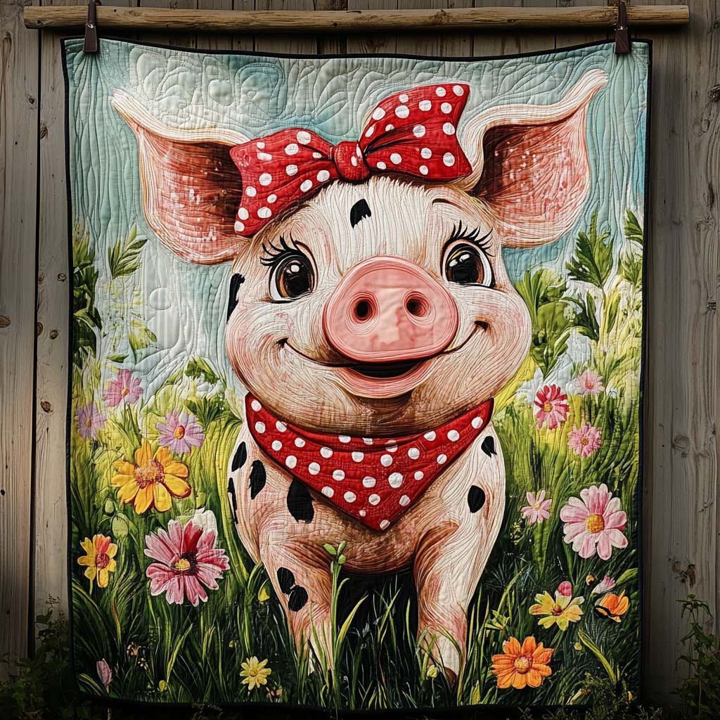 Harvest Hog Quilted Blanket Cute Christmas Blankets