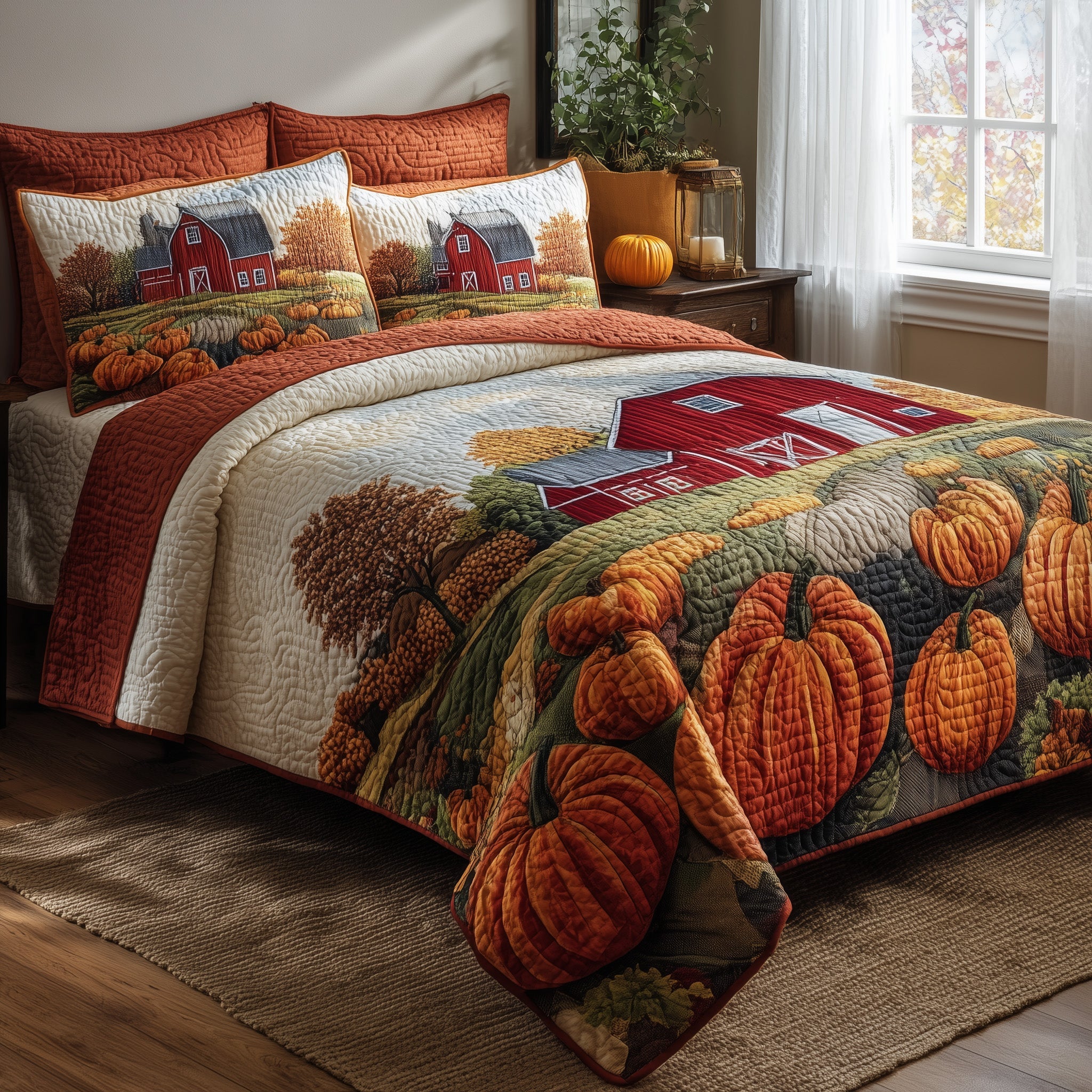Harvest Home Quilted Bedding Set Duvet Cover Bedspread Cozy Fall Gift Ideas