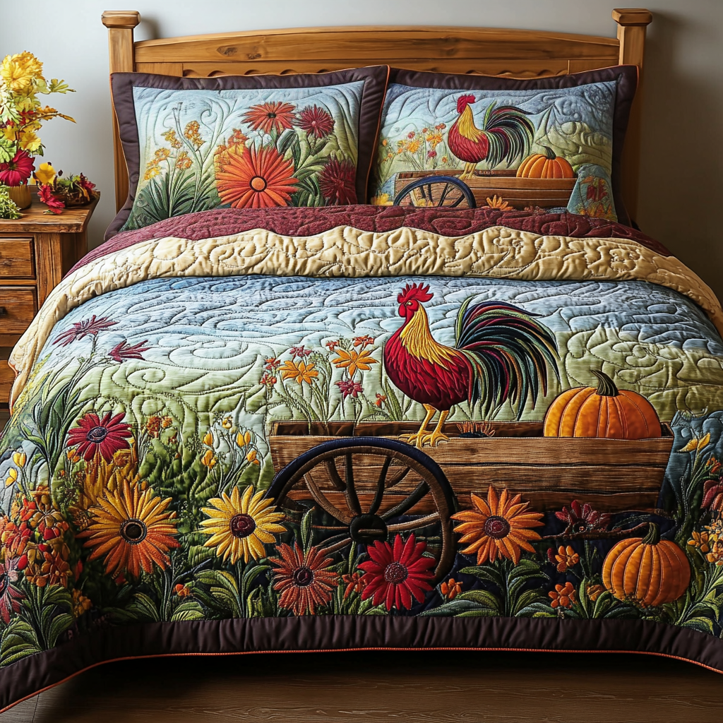 Harvest Hues Quilted Bedding Set Personalized Bedding Set Gift for Couples