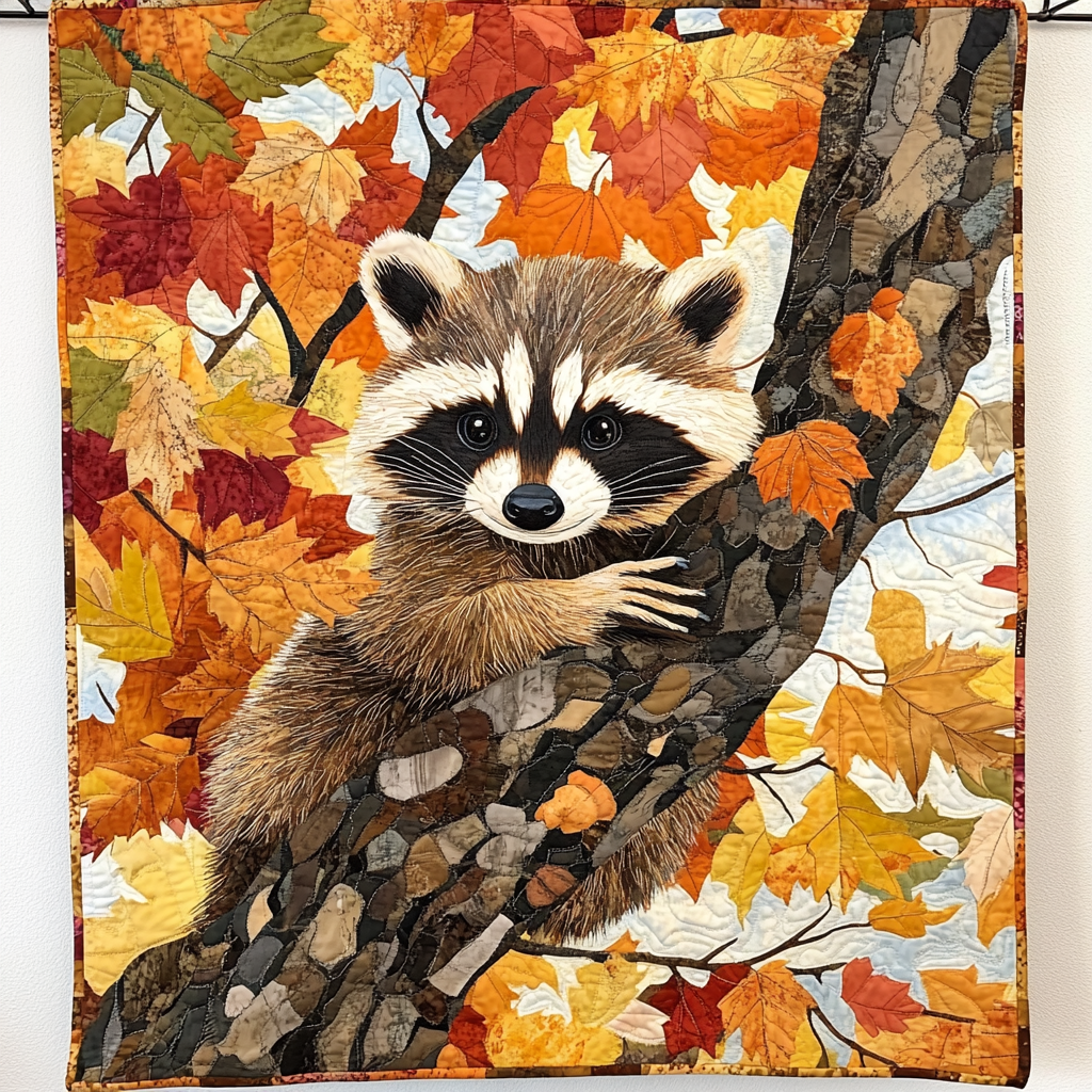 Harvest Hues Quilted Blanket Funny Raccoon Gifts For Friend
