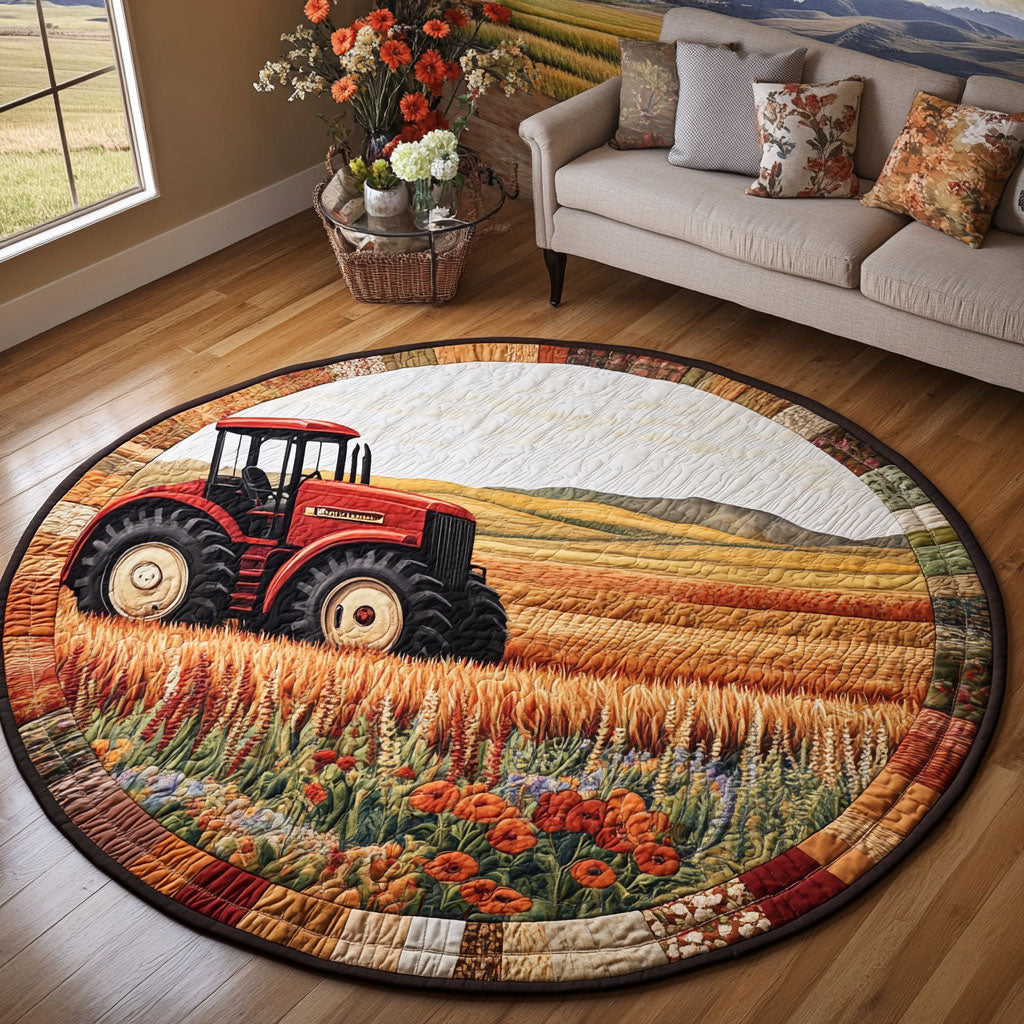Harvest Journey Quilted Round Mat Outdoor Entryway Decor Great Gifts For Farmers