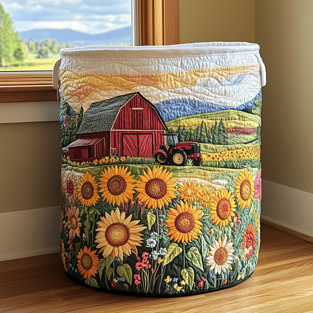 Harvest Lane Quilted Laundry Basket Creative Gift For Family