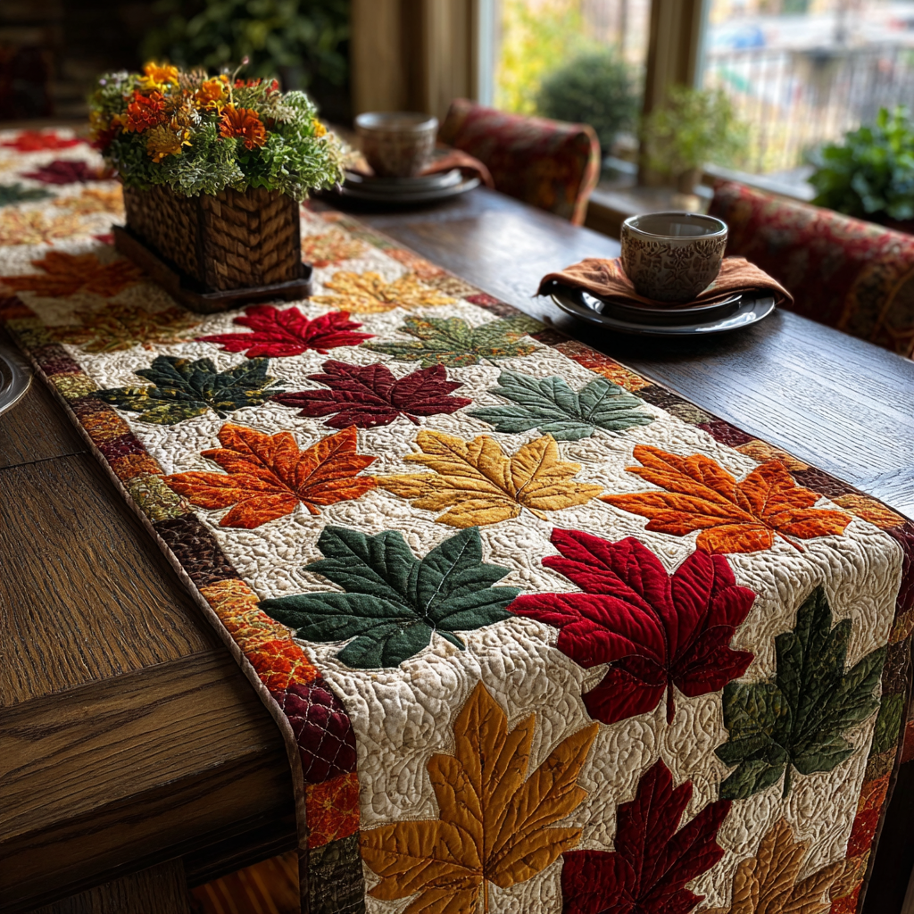 Harvest Lane Quilted Table Runner Fall Decor Table Runner Best Family Gifts