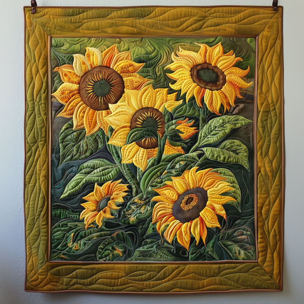 Harvest Moon Sunflowers Quilted Blanket Sunflower Gift Items