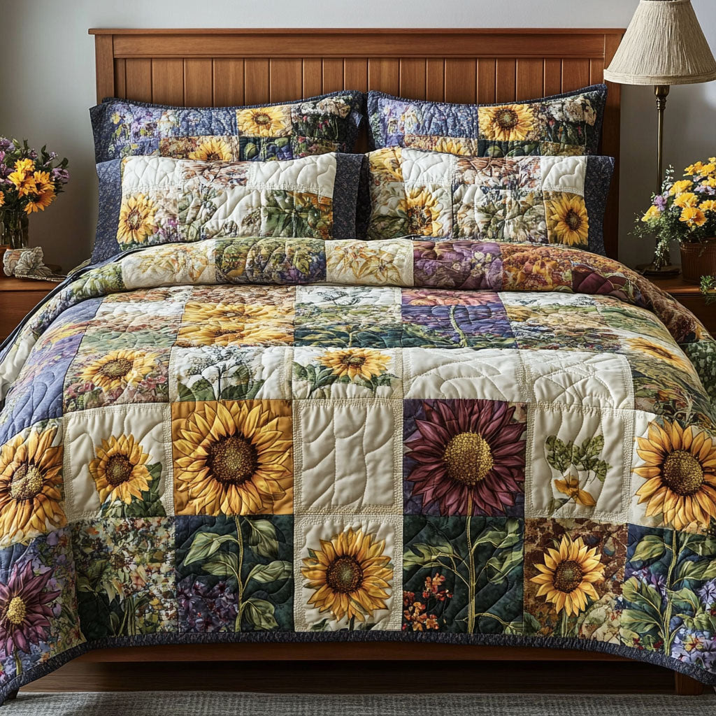 Harvest Patch Quilted Bedding Set Best Comforter Sets Sunflower Birthday Gifts