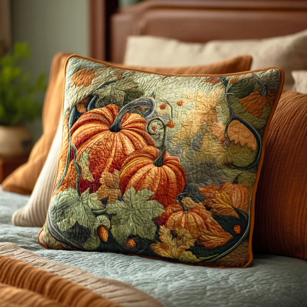 Harvest Pumpkin Quilted Pillow Case Autumn Throw Pillow Covers Gifts For Family