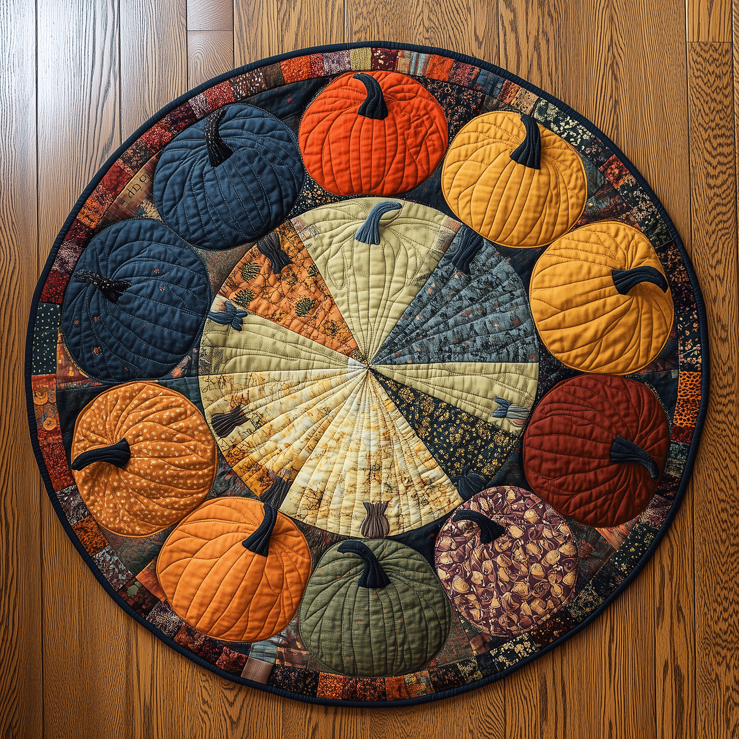 Harvest Pumpkin Quilted Round Mat Front Door Idea Stuff To Get Teenagers For Christmas
