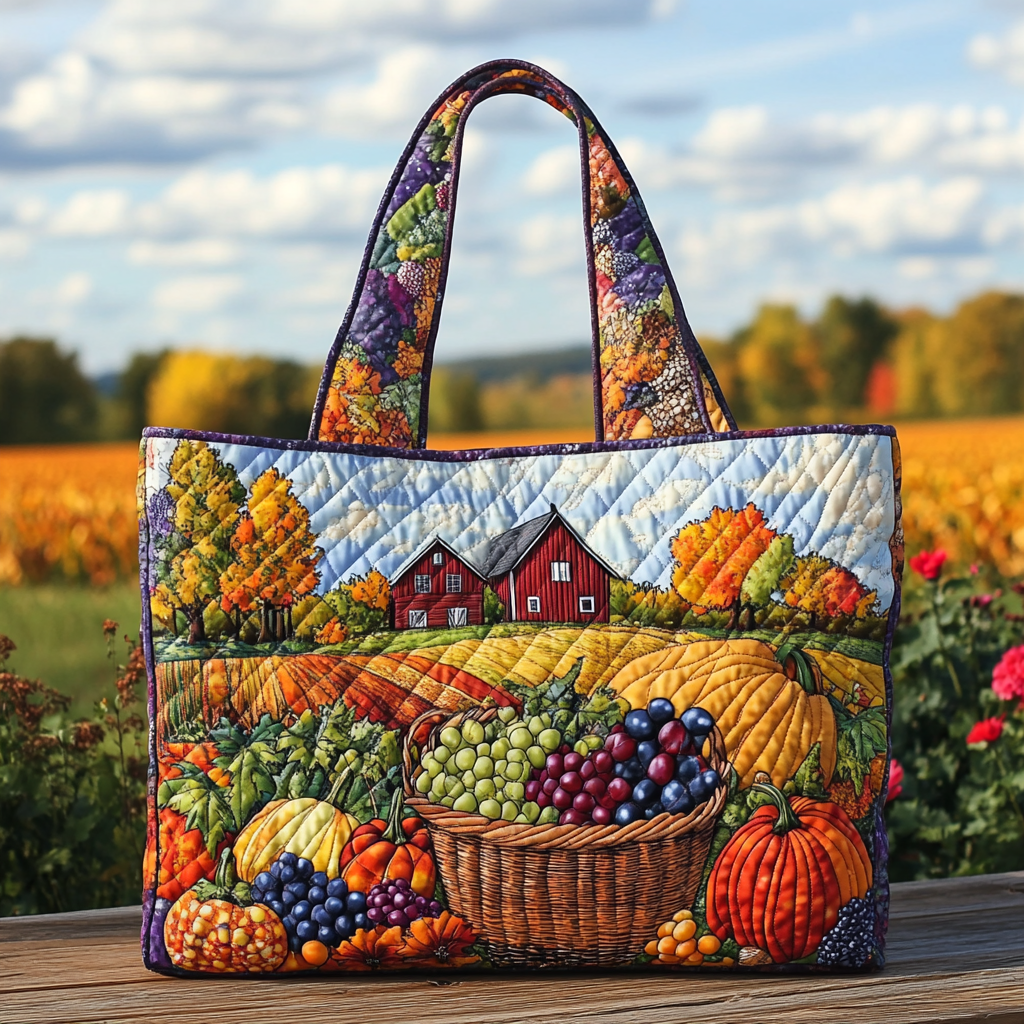 Harvest Road Quilted Tote Bag Autumn Themed Gifts