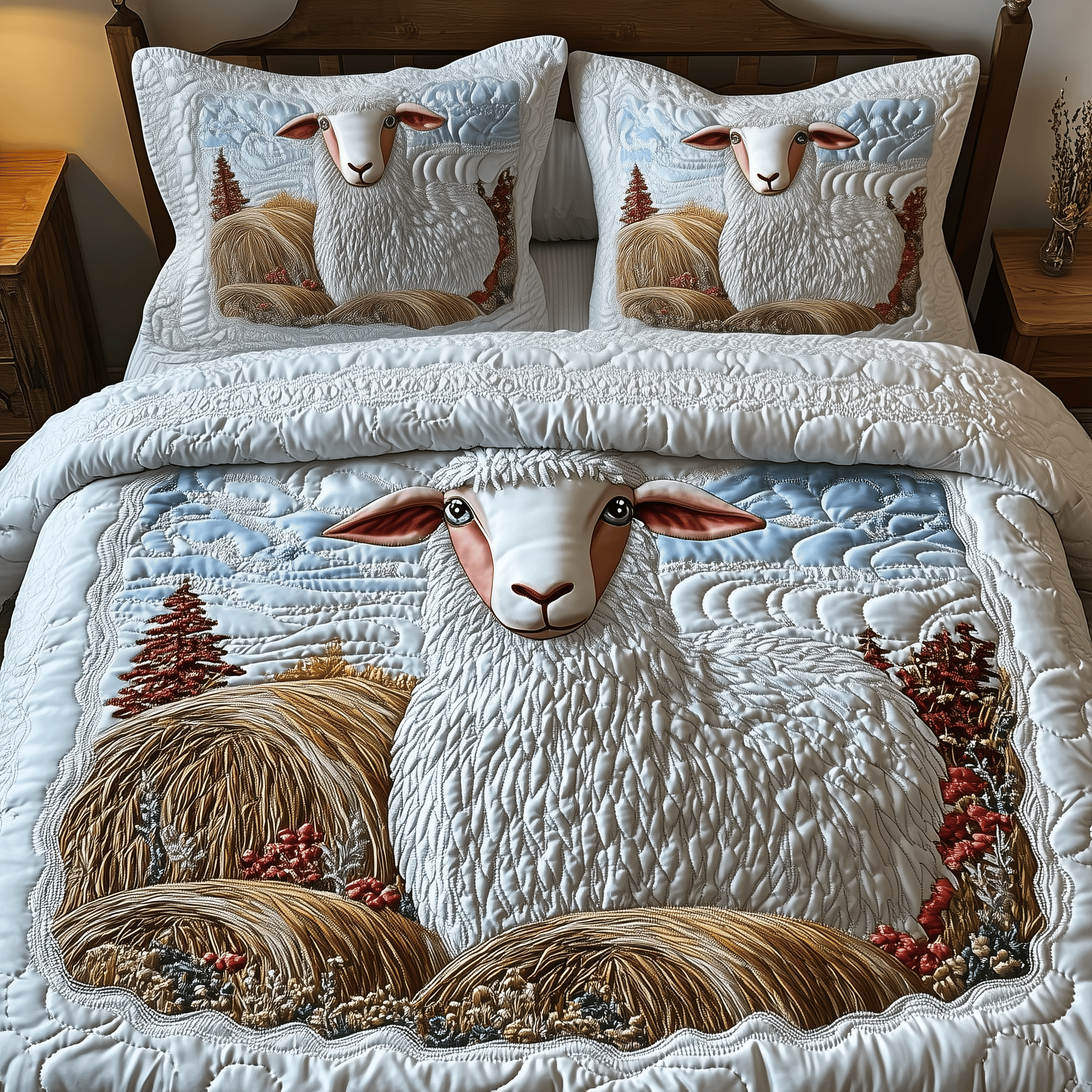 Harvest Sheep Quilted Bedding Set Gifts With Sheep Themes
