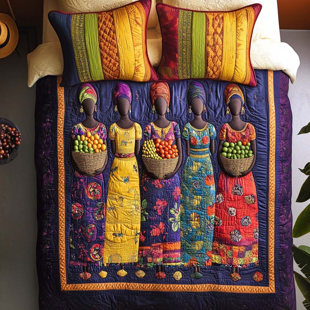 Harvest Sisters Quilted Bedding Set Best Comforter Sets African American Heritage Month Gifts