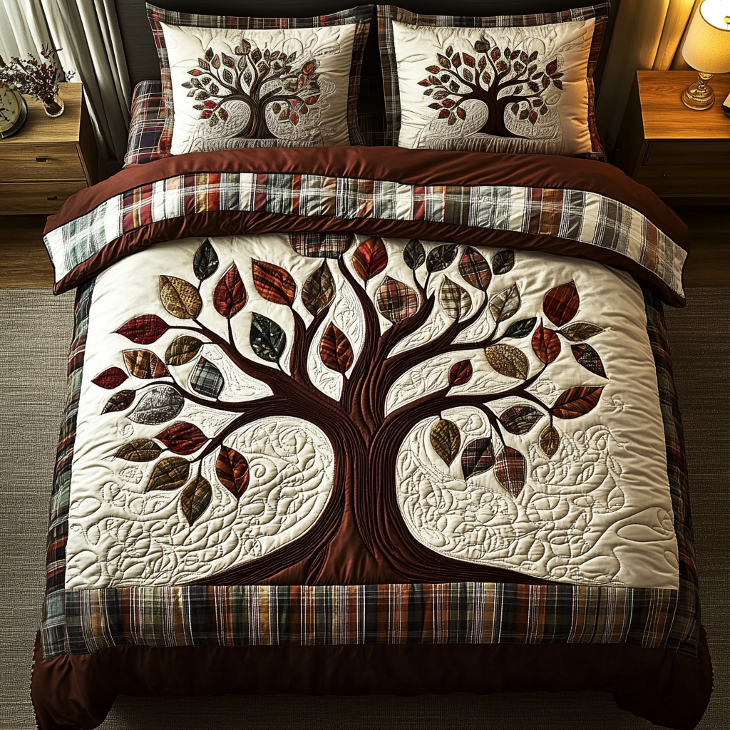 Harvest Sleep Quilted Bedding Set Bed Room Decoration Tree Of Life Gifts For Mom