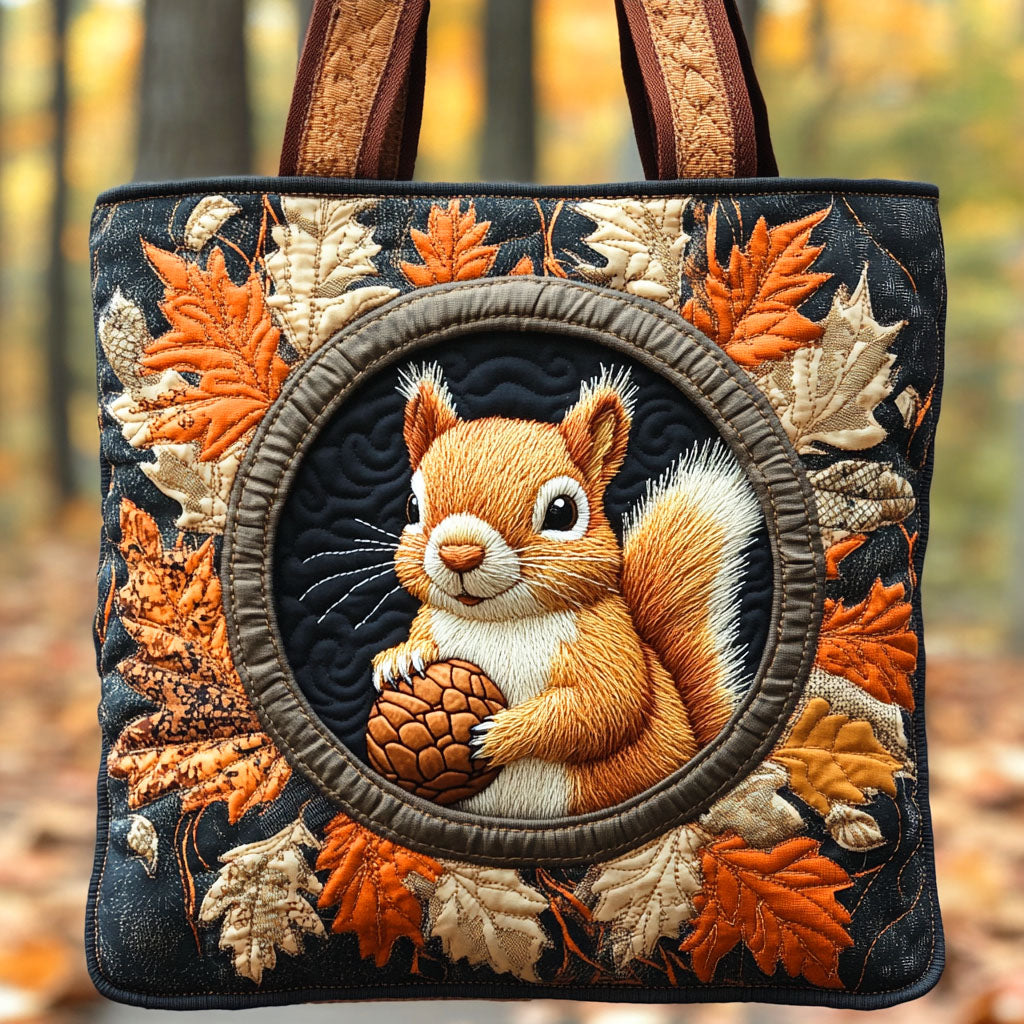 Harvest Squirrel Quilted Tote Bag Fall Autumn Gifts For Him
