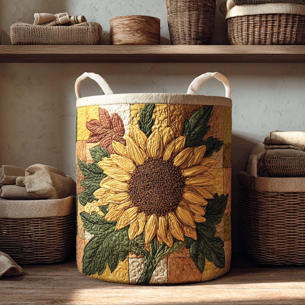 Harvest Sun Quilted Laundry Basket Beautiful Quilted Laundry Organizer Gift for Couples