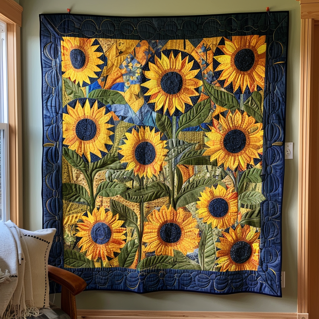 Harvest Sunflower Quilted Blanket Gifts For Sunflower Lovers