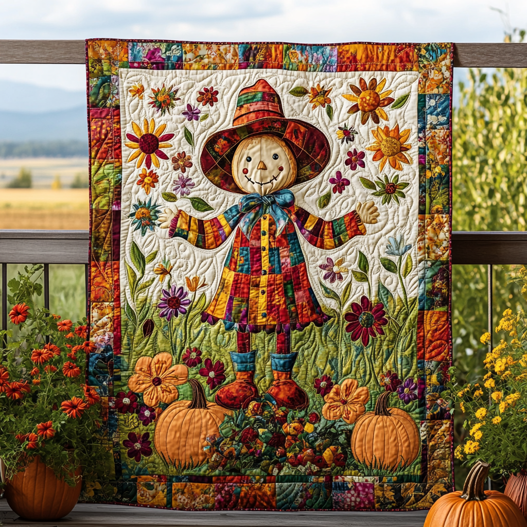 Harvest Time Scarecrow Quilted Blanket Gift Ideas For Fall