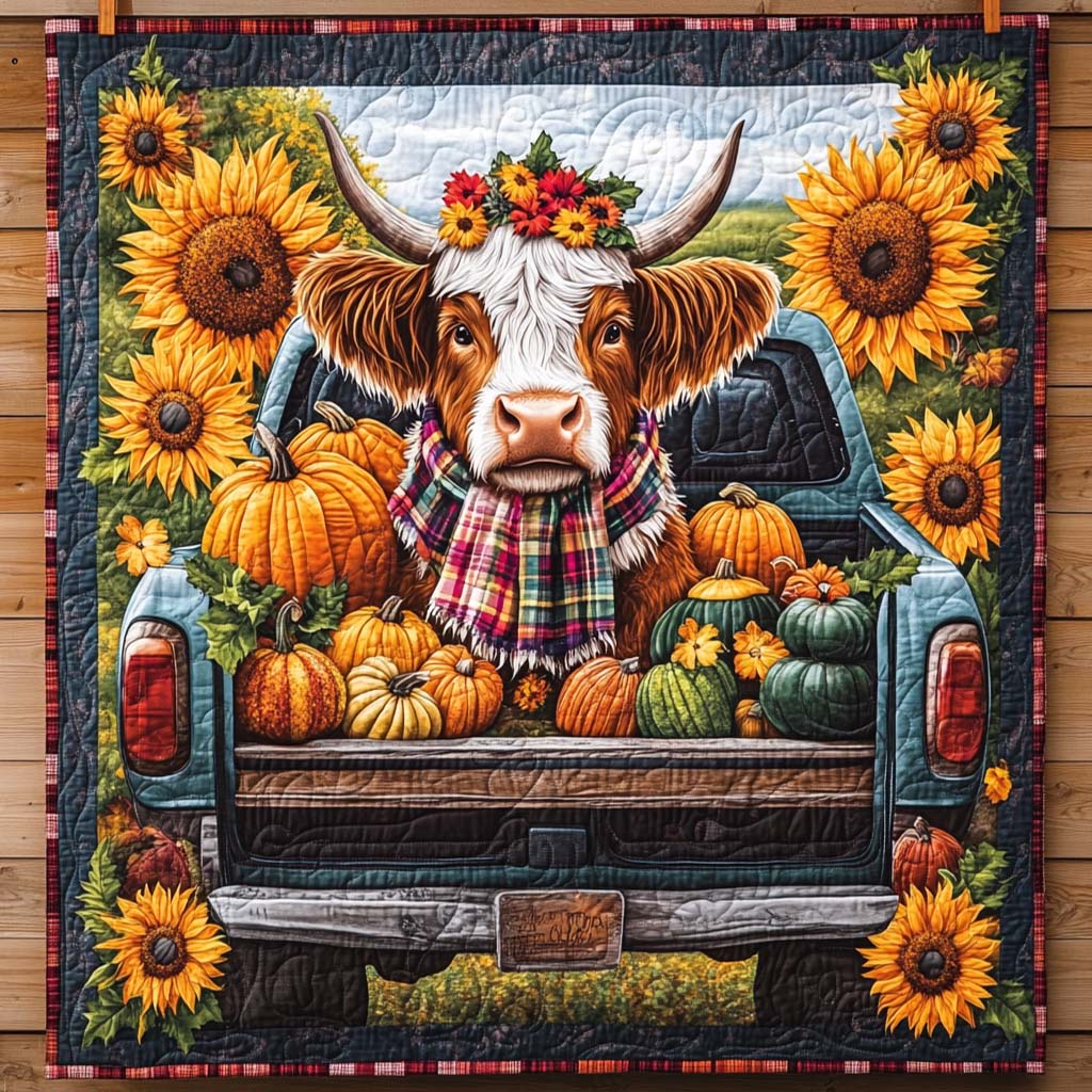 Harvest Wagon Glow Quilted Blanket Cow Gifts For Cow Loversr