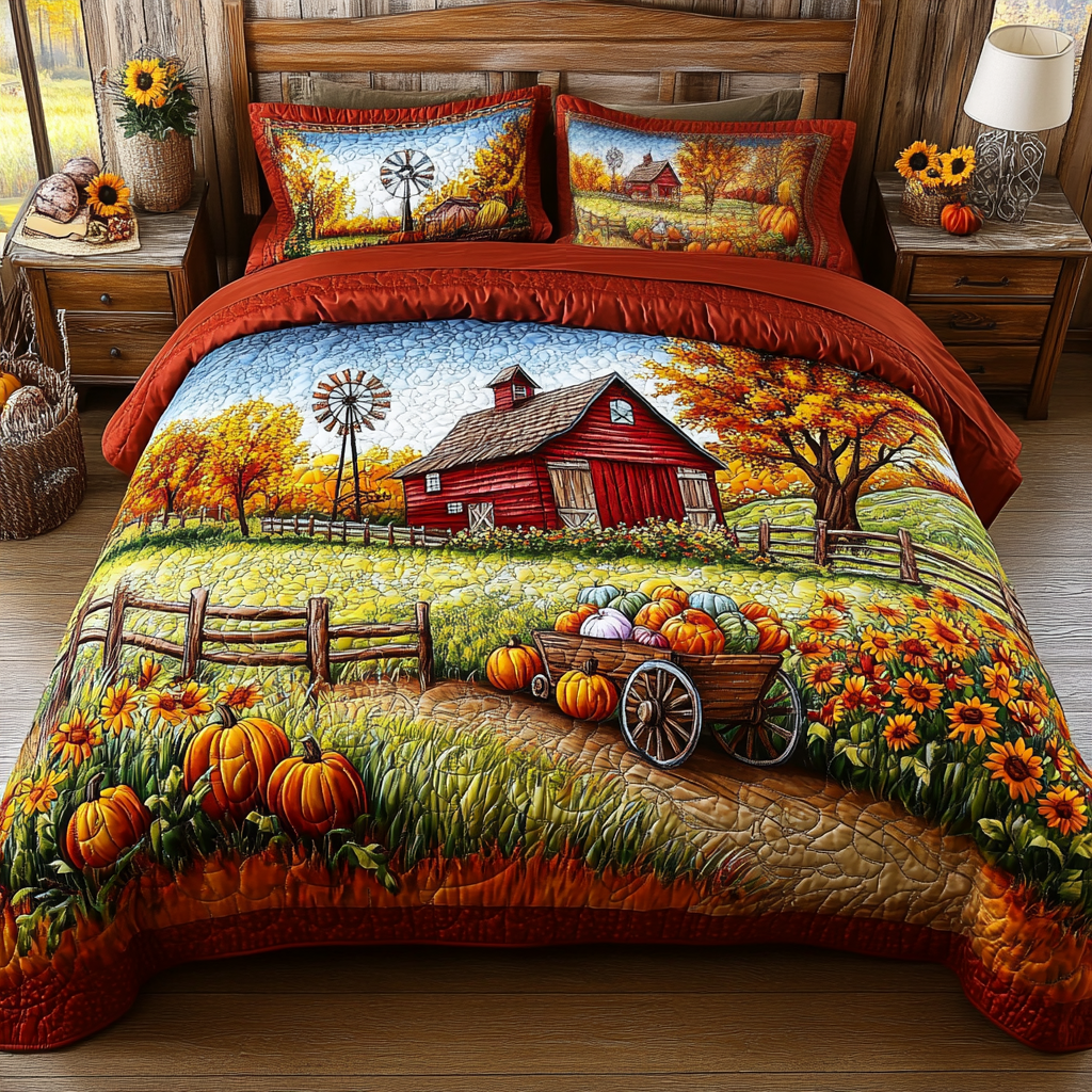 Harvest Windmill Quilted Bedding Set Best Comforter Sets Cool Fall Gifts