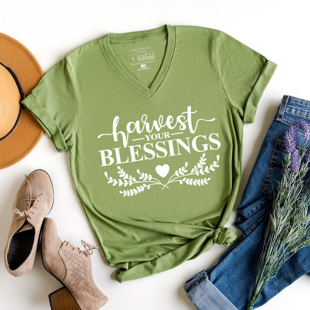 Harvest Your Blessings V-Neck Shirt Gift For Women