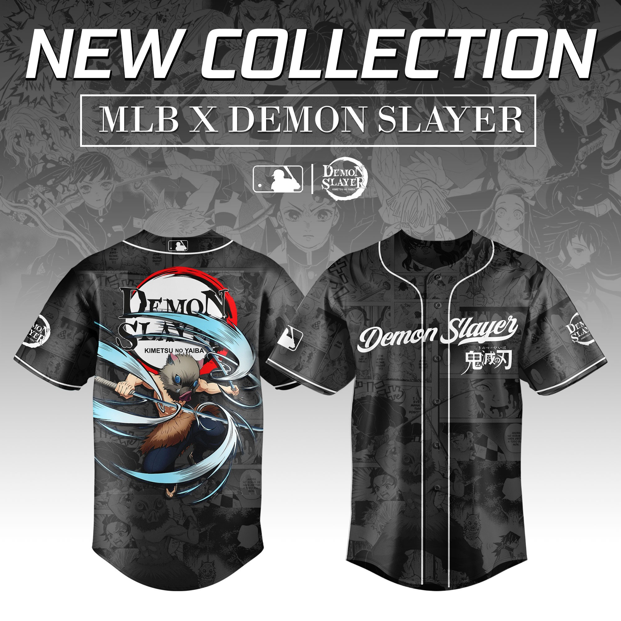 Hashibira Inosuke Demon Slayer x MLB Baseball Jersey Editions Limited Demon Slayer Merch