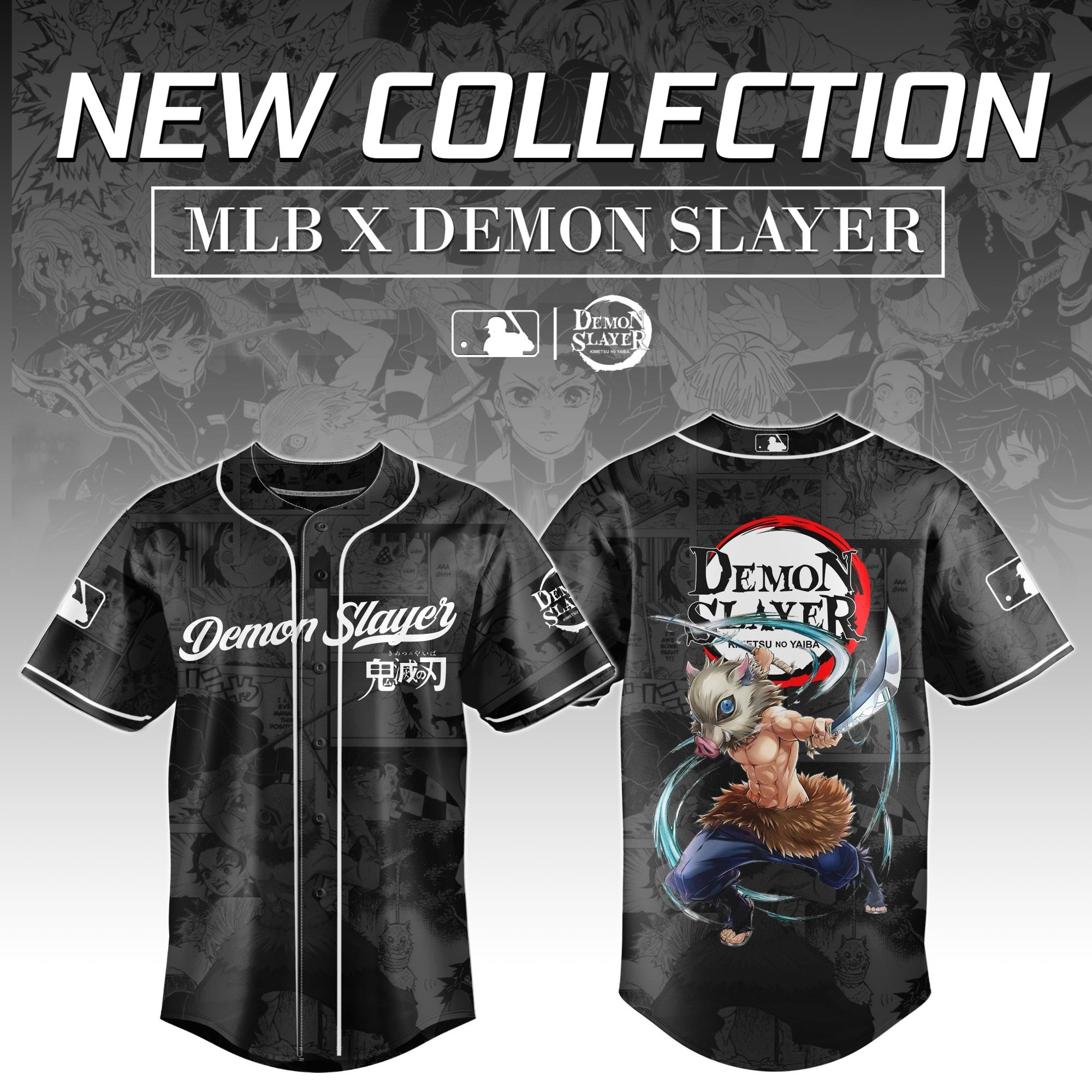 Hashibira Inosuke Demon Slayer x MLB Baseball Jersey Editions Limited Gift For Anime Fans