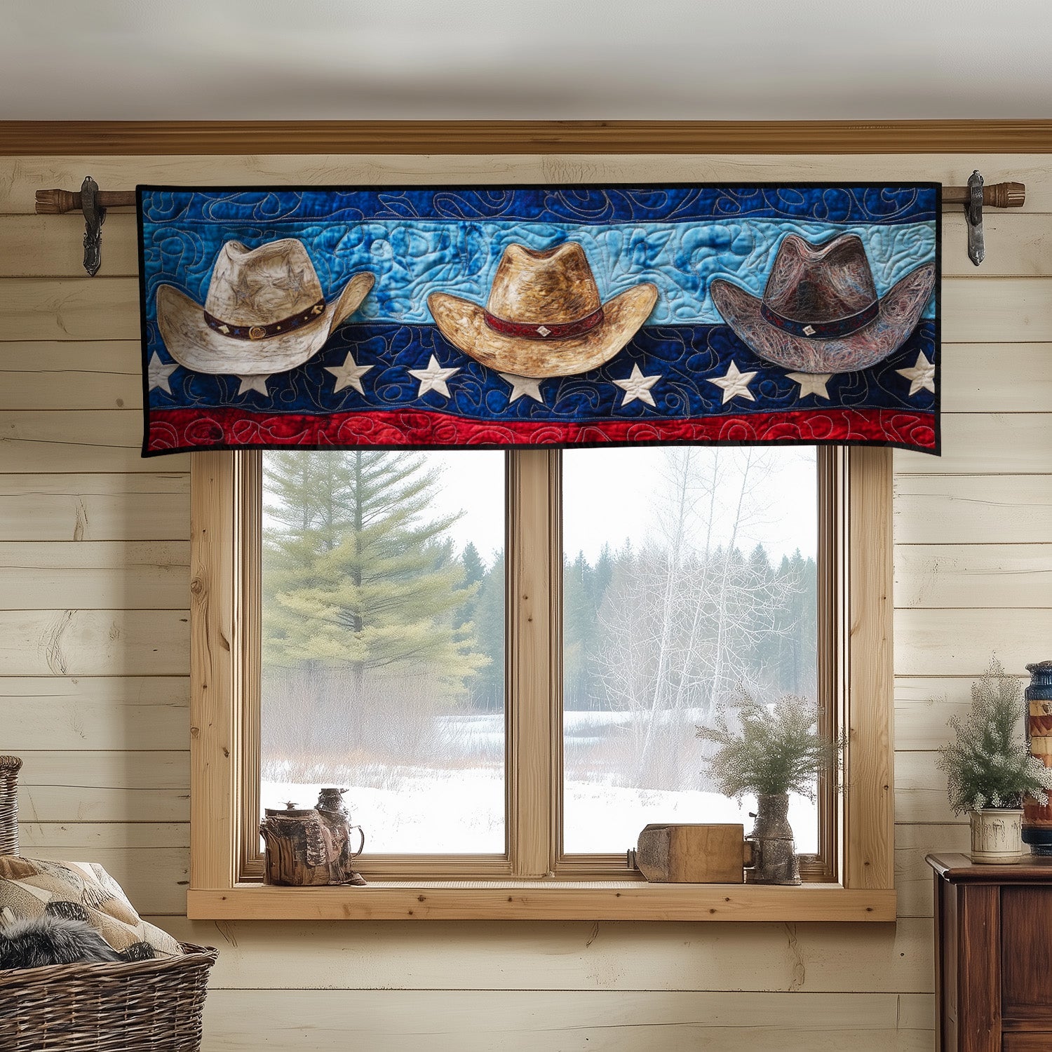 Hat of Freedom Quilted Valance Christmas Decor For Entryway Western Theme Ornaments