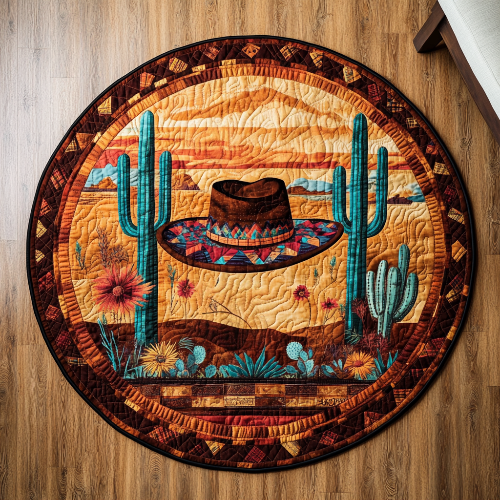 Hat Quilted Round Mat Outdoor Entryway Decor Gifts For Horsey Ladies