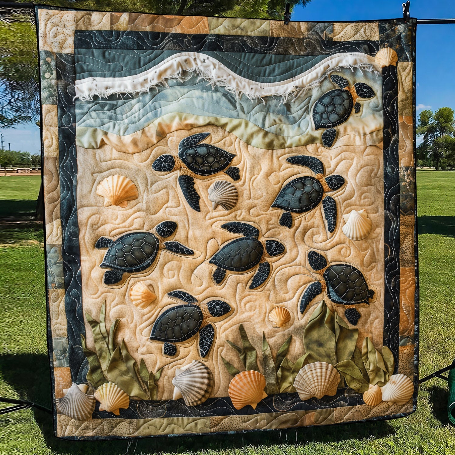 Hatchling Escape Quilted Blanket Gifts For A Turtle Lover