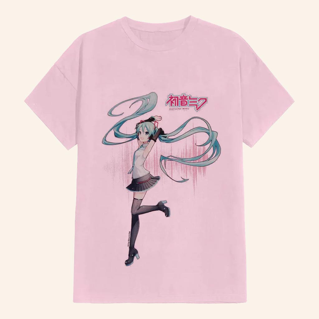 Hatsune Miku Merch Dancing Pink T-Shirt Best Gifts For Music Lovers