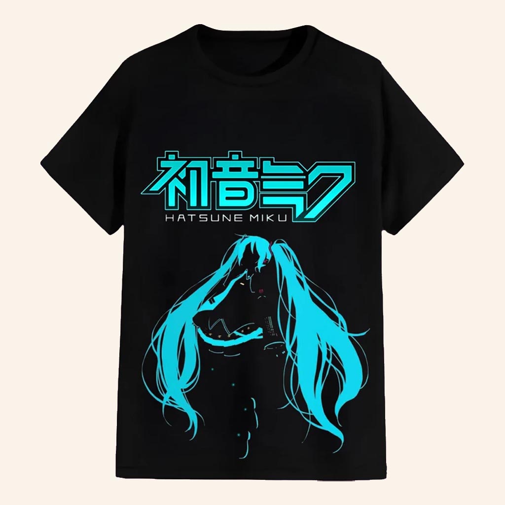 Hatsune Miku Merch Hatsune Miku T-Shirt Black Gifts For Boyfriend