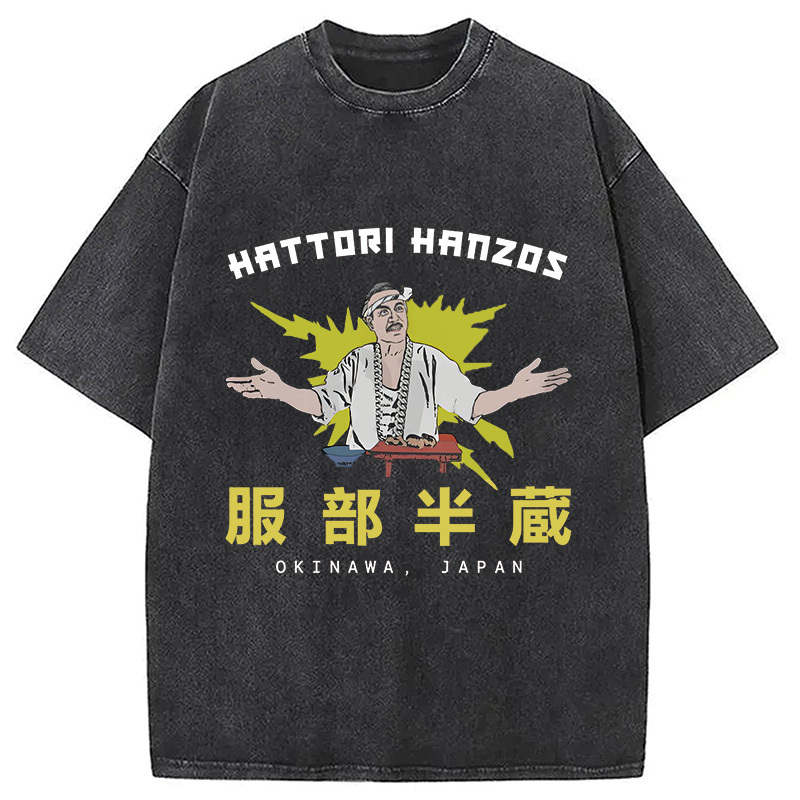 Hattori Hanzo Japanese Washed T-Shirt Retro Humor Graphic Top Gifts For Friends