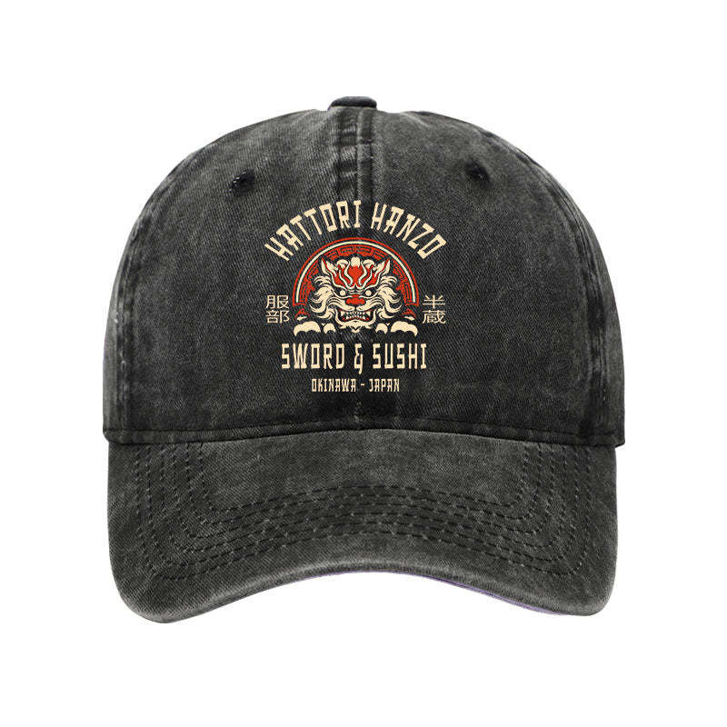 Hattori Hanzo Sword Washed Hat Tiger Pattern Trendy Baseball Cap Great Gift Ideas