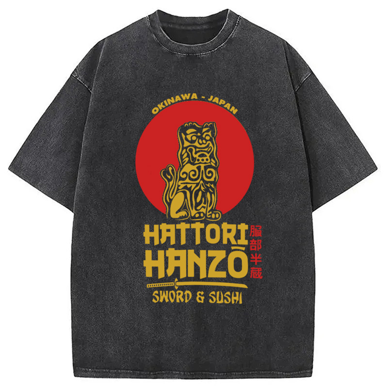 Hattori Hanzo Washed T-Shirt Retro Streetwear Graphic Top Gifts For Friends Hattori Hanzo Washed T-Shirt Retro Streetwear Graphic Top Gifts For Friends