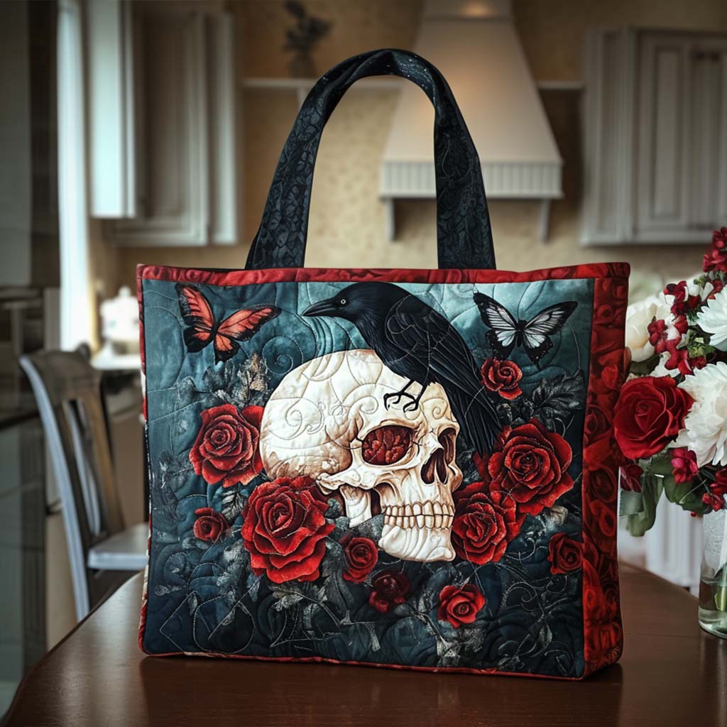 Haunted Beauty Quilted Tote Bag Skull Gifts For Her