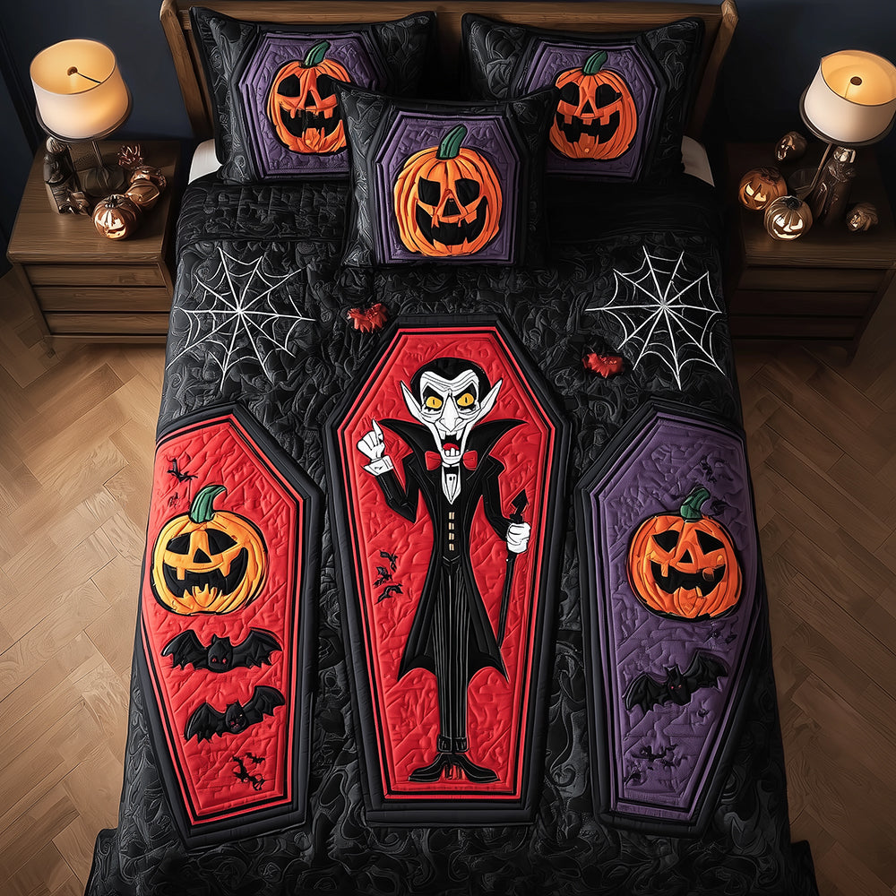 Haunted Bedtime Quilted Bedding Set Spooky Bed Sheets Gift Ideas For Family