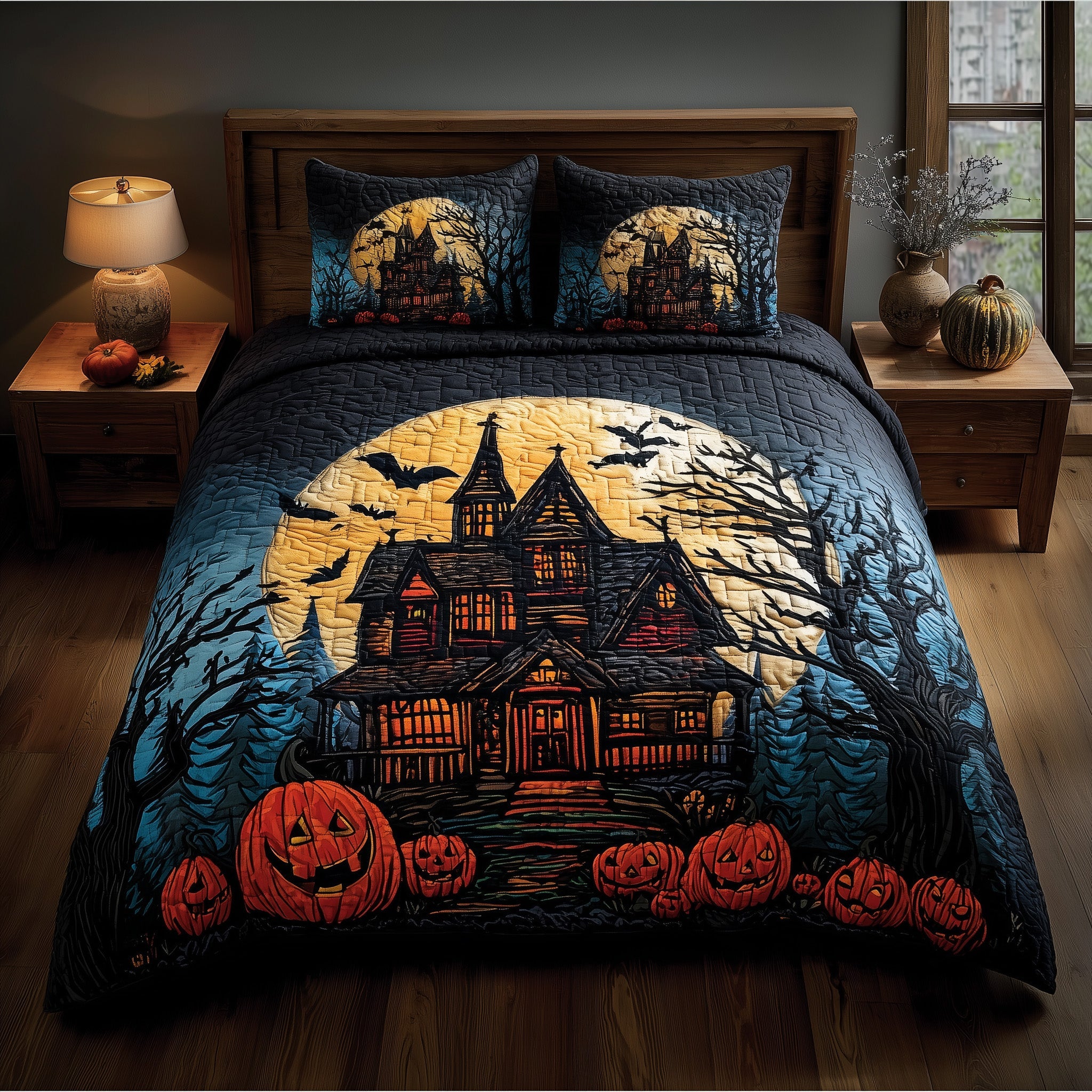 Haunted Cabin Quilted Bedding Set Bohemian Vibe