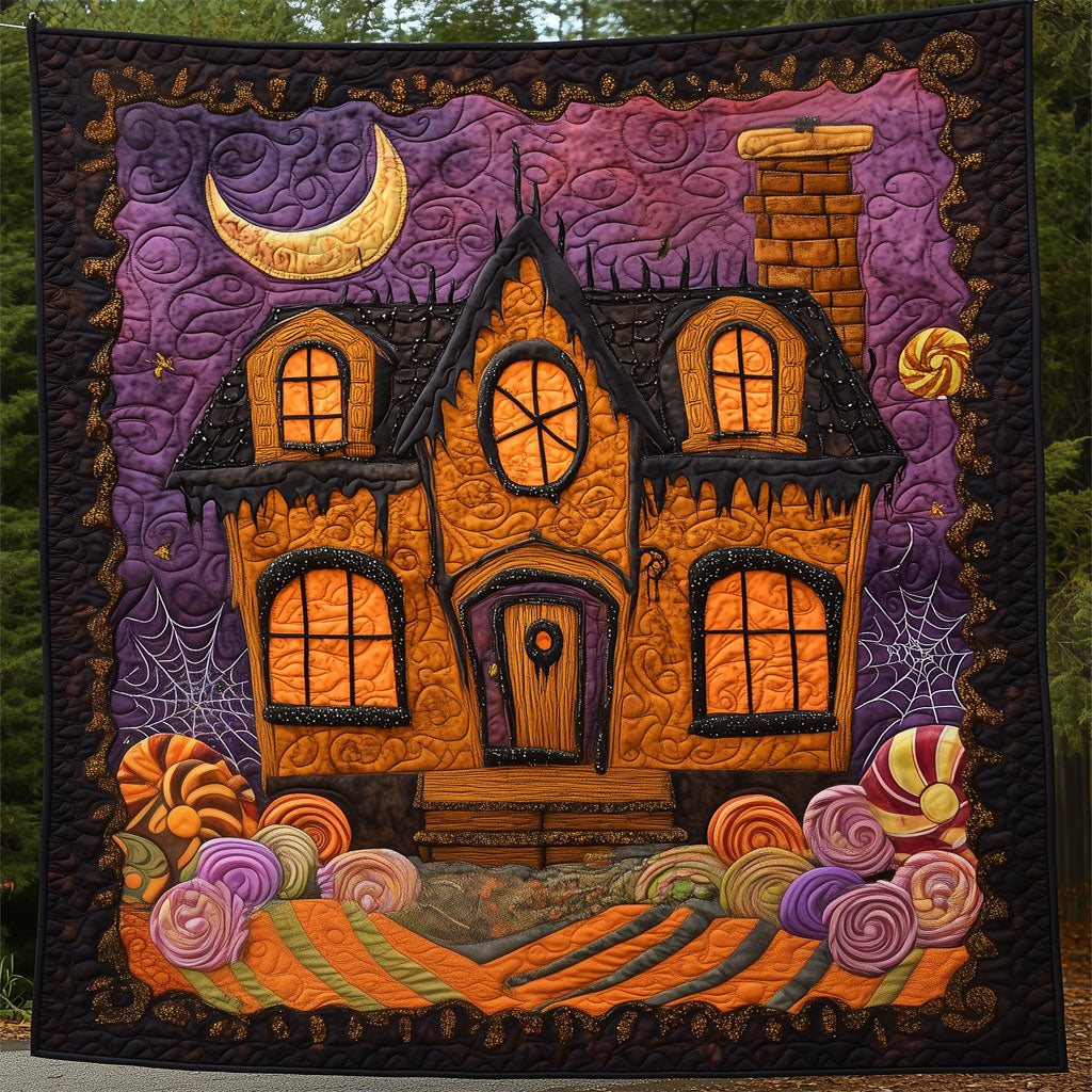Haunted Candy House Quilted Blanket Throw Blankets For Couch Halloween Gift for Adults