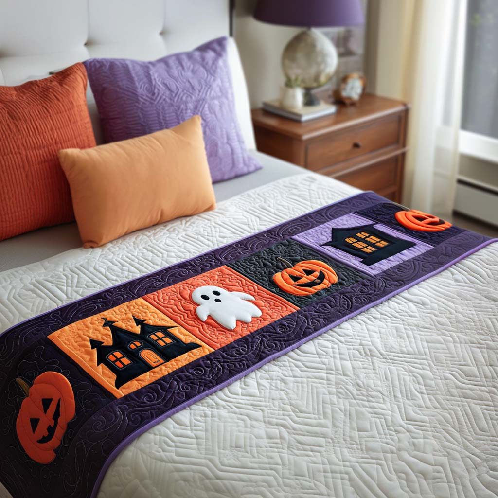 Haunted Dreams Quilted Bed Runner Bedroom Decor Ideas Halloween Gifts For Her
