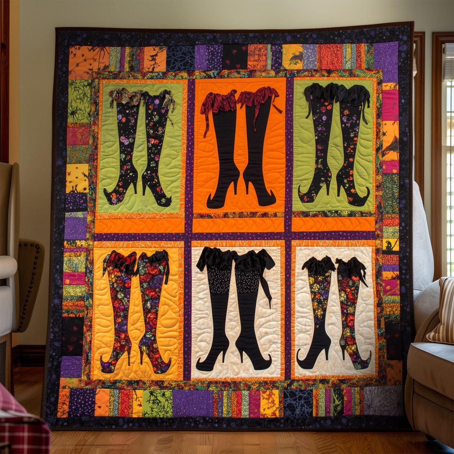 Haunted Fashion Quilted Blanket Halloween Anniversary Gifts