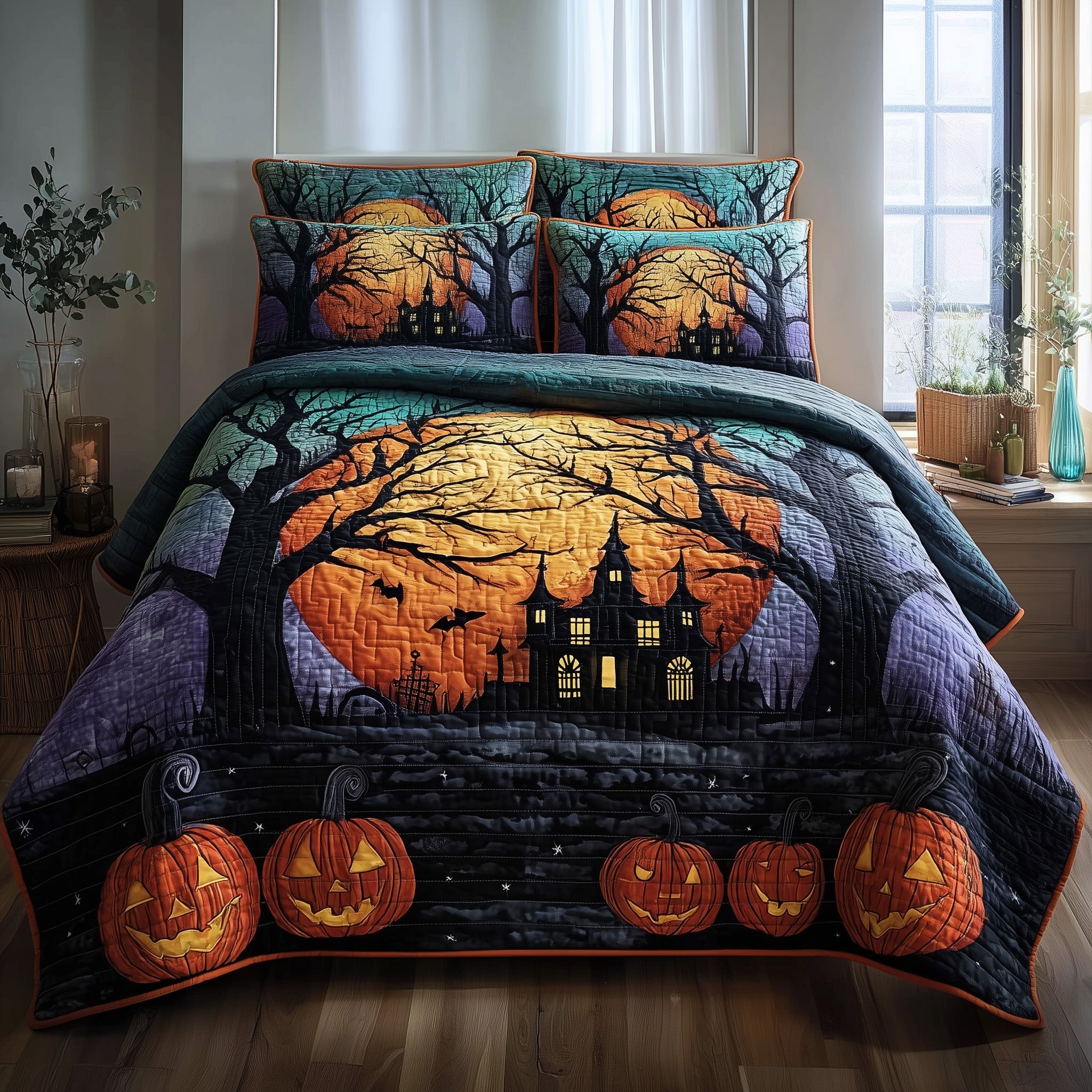 Haunted Forest Quilted Bedding Set Create a Cozy Space