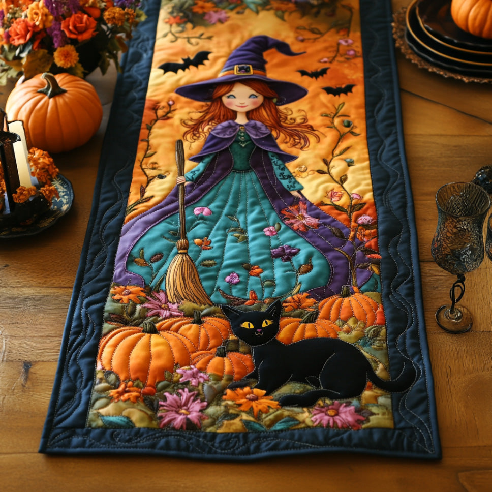 Haunted Glow Quilted Table Runner Fall Table Runner Fall Halloween Table Decor