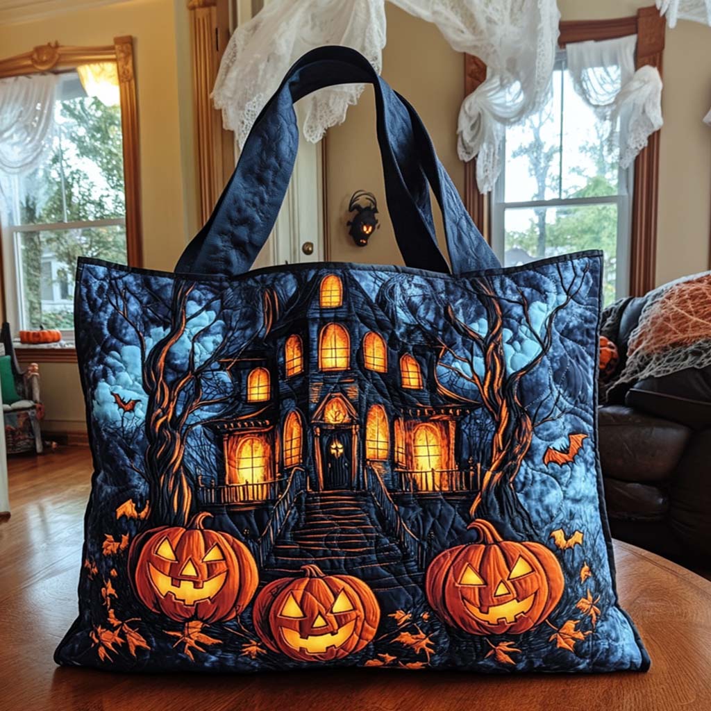 Haunted Glow Quilted Tote Bag Halloween Anniversary Gifts